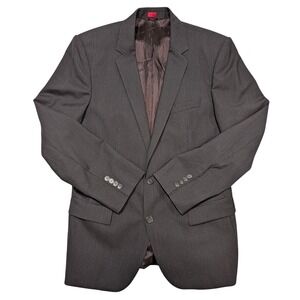 Hugo Boss Amaro Helse Blazer 42R Dark Brown Pinstripe 2 Button 100% Wool Jacket